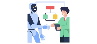 Image for Business Meeting Robot Flowchart Robotic Handshake Cricut SVG Design