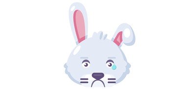 Image for Rabbit crying expression cute facial emoji vector. Bunny furry animal sad cry wi